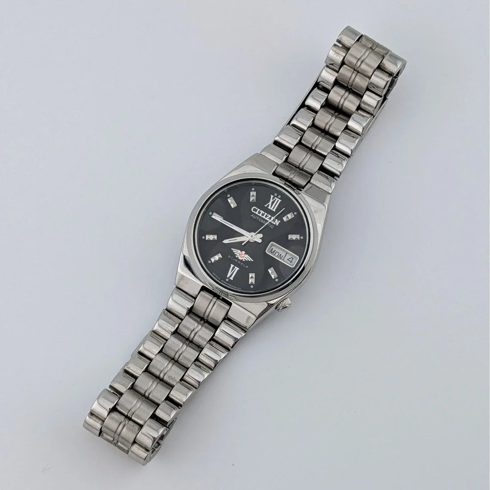 Rare Vintage Citizen Eagle 7 Automatic 21 Jewels Geometric Dial Day Date 8200